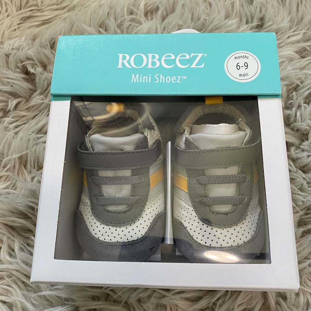Robeez Gray and Yellow Mini Shoes - Sneakers